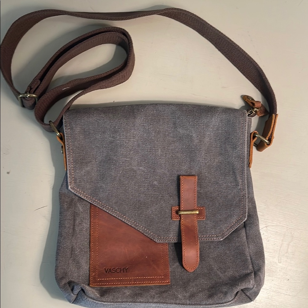 Gray and Brown Men's Bag